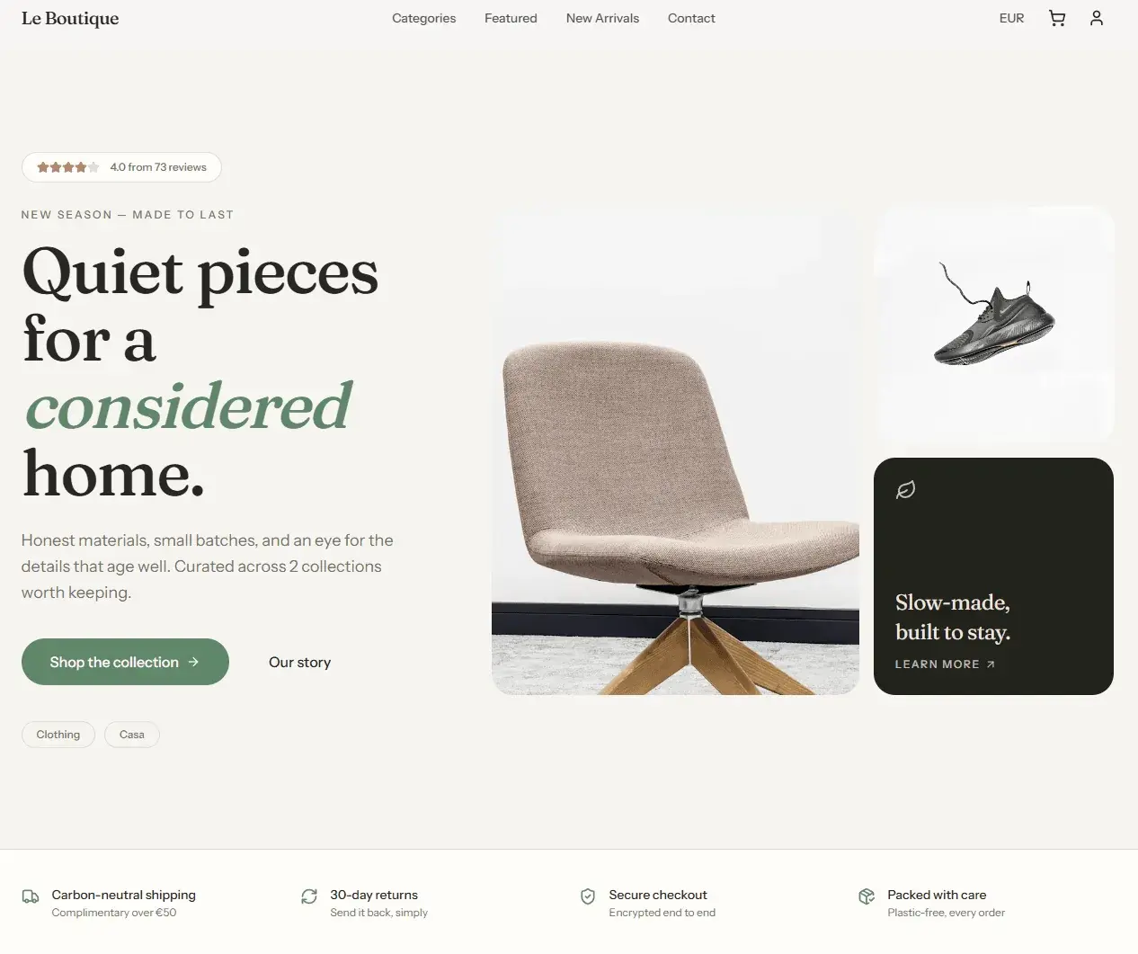 Customer-facing online storefront